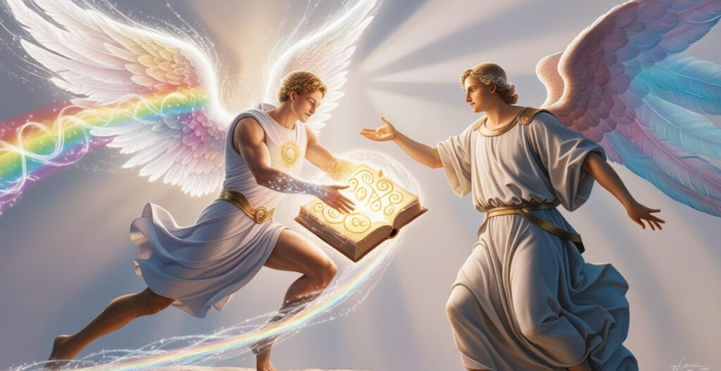 Archangel Raziel emanates a brilliant white light interwoven with AA Gabriel and Raziel (1)